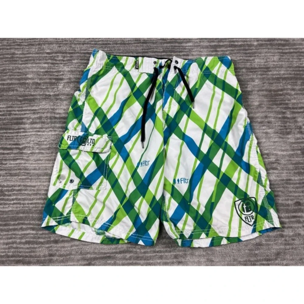 FLTR Shorts Mens 33 Multicolor Board Swim Trunks‎ Pockets Drawstring Outdoors